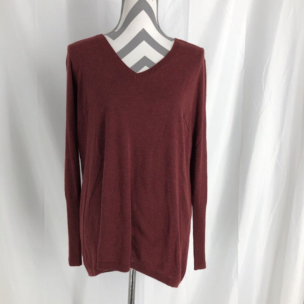 Trouve Sweater Womens Small Red V Neck Knit Rabbit Hair Blend Everyday